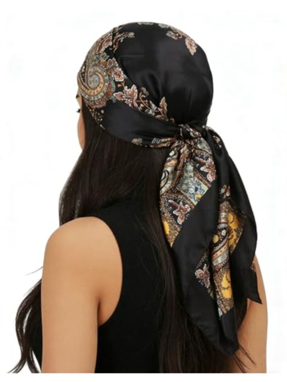 Polyester Satin Square Scarf 35x35 Boho Hair Wrap Neckerchief
